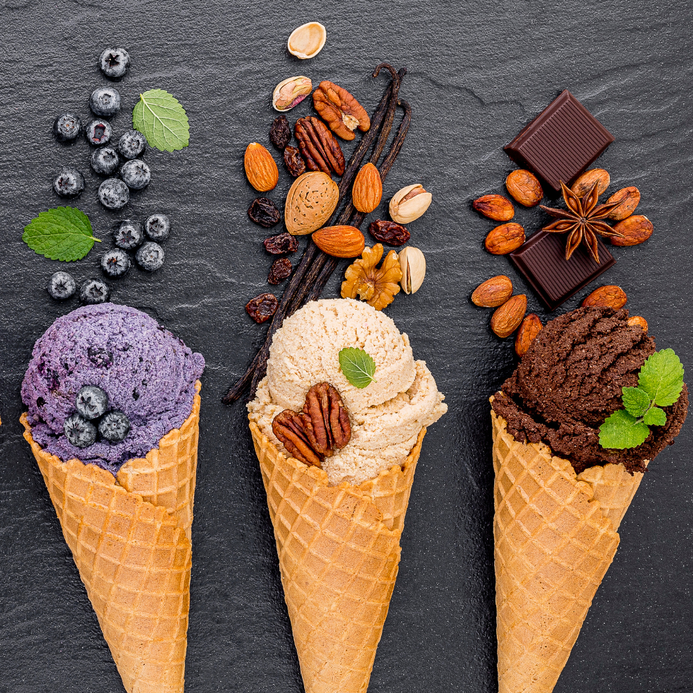 tre coni gelato al cioccolato, miritllo e mandorla - gelaterie 3 coni gambero rosso