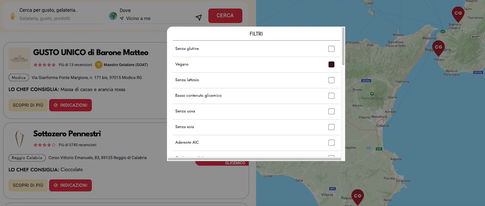 Affinare ricerca con filtri